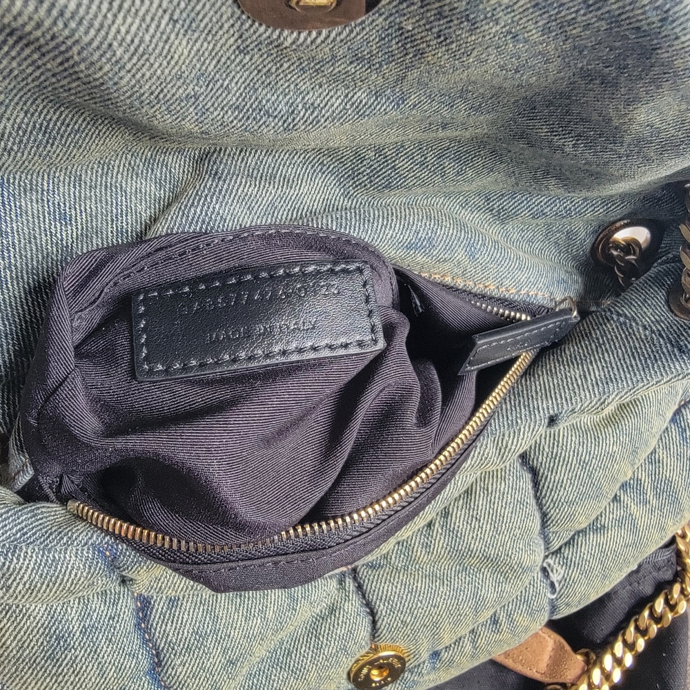 Saint Laurent Blue Quilted Bag with Tan Straps - Picture 6 of 6